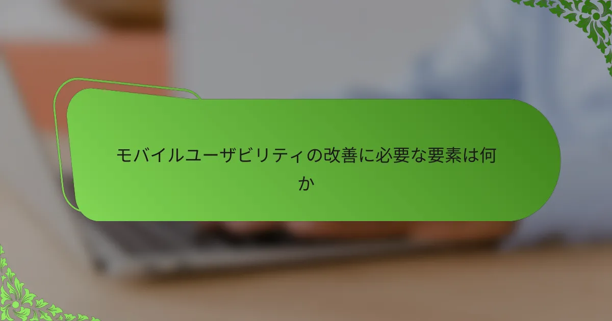 モバイルユーザビリティの改善に必要な要素は何か