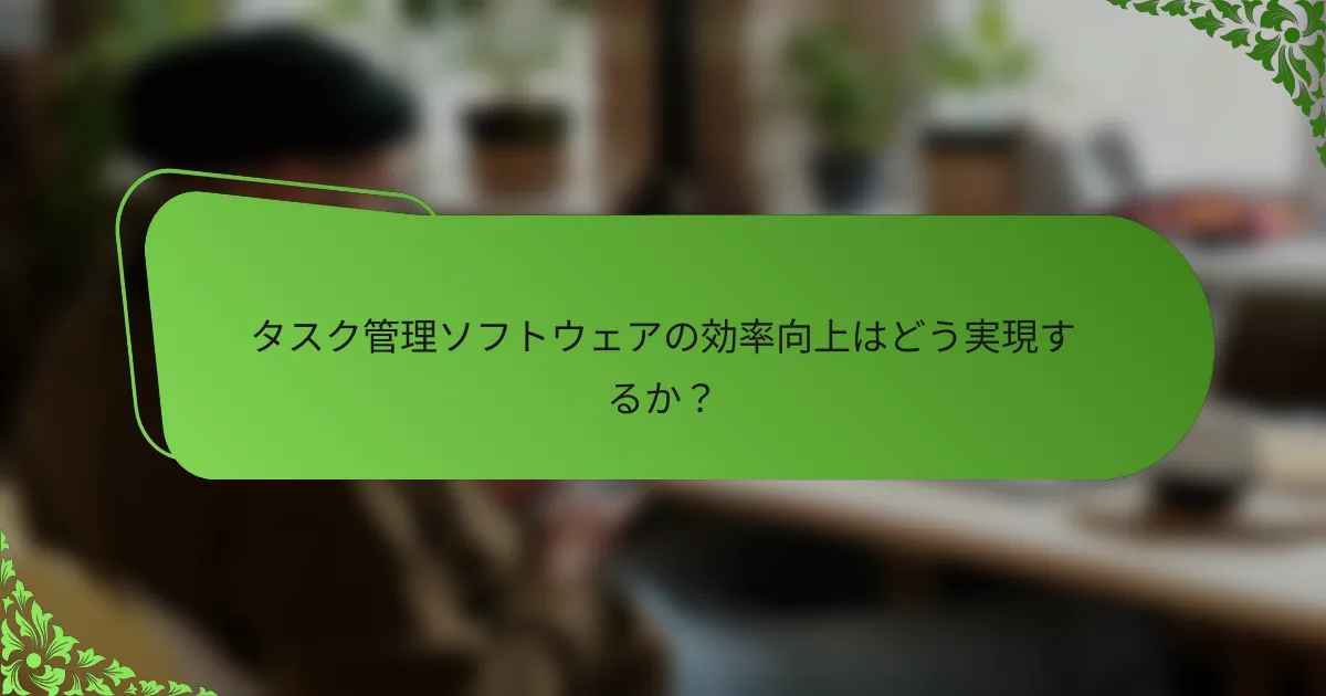 タスク管理ソフトウェアの効率向上はどう実現するか？